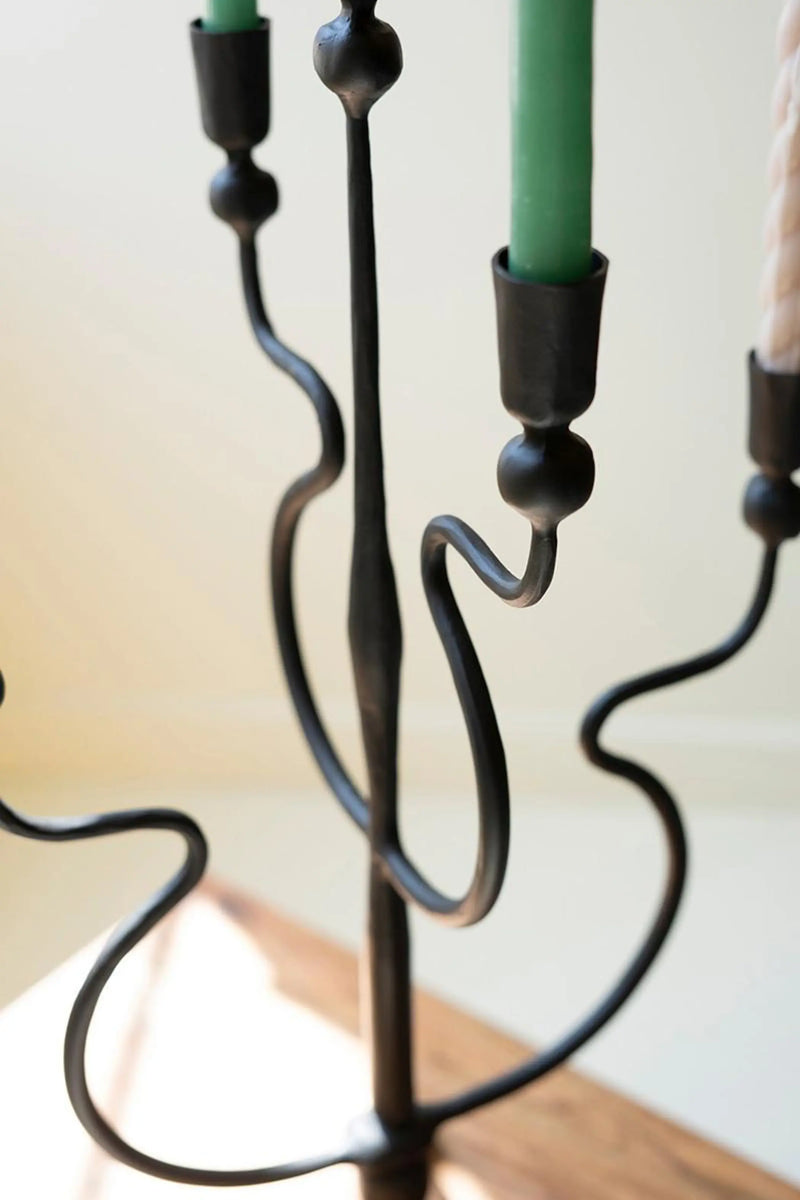 FORGED IRON FIVE TAPER CANDELABRA Kalalou
