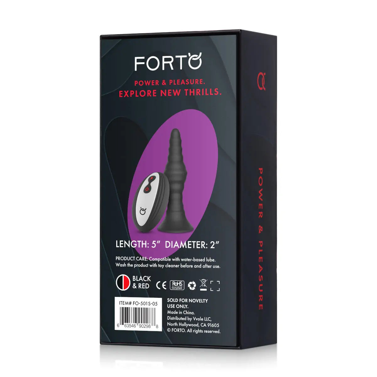 FORTO Vibrating Small Remote Ribbed Plug - GreatEagleInc