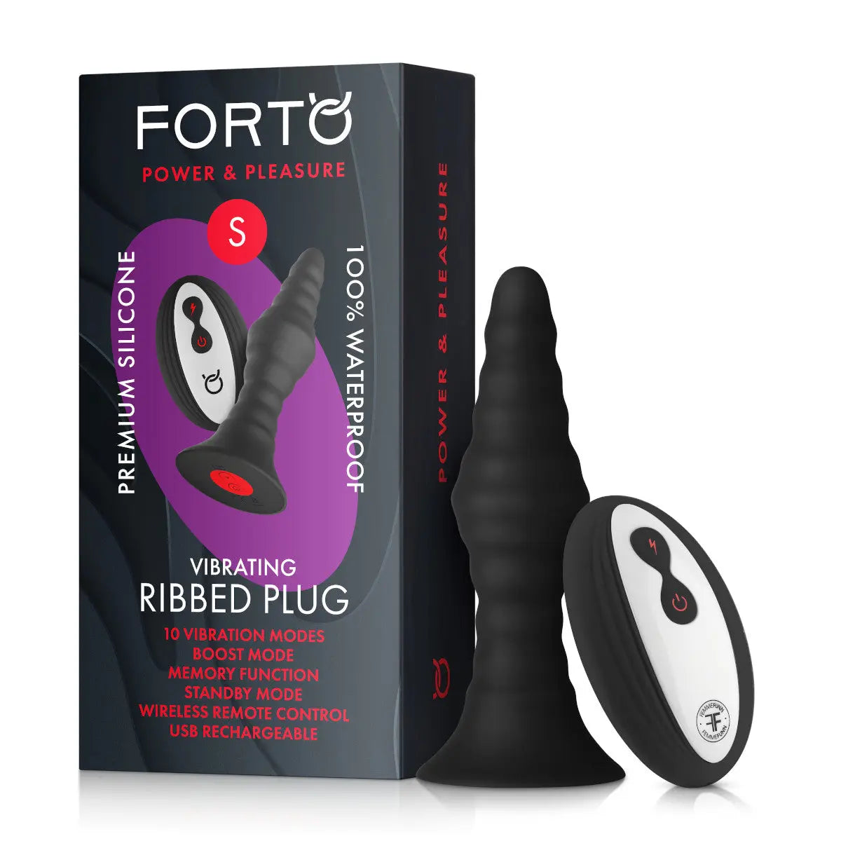 FORTO Vibrating Small Remote Ribbed Plug - GreatEagleInc
