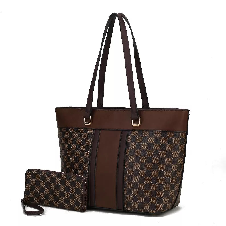 Fabiola Vegan Leather Women's Tote Bag with wallet by Mia K -2 piece set MKF Collection by Mia K.