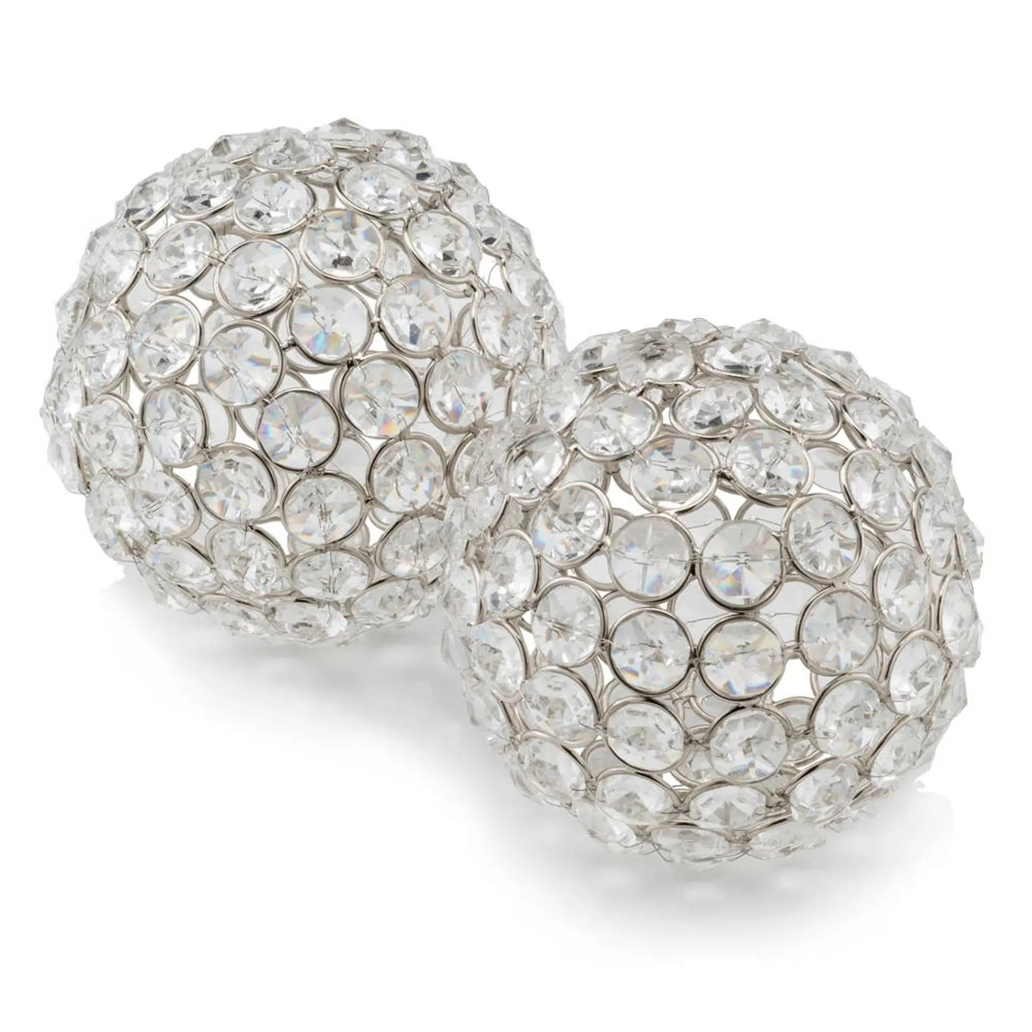 Facetas 4" Cristal Sphere - Set of 2 Modern Day Accents