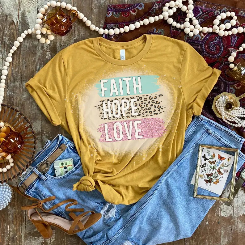 Faith Hope Love Bleached Shirt CK's Boutique