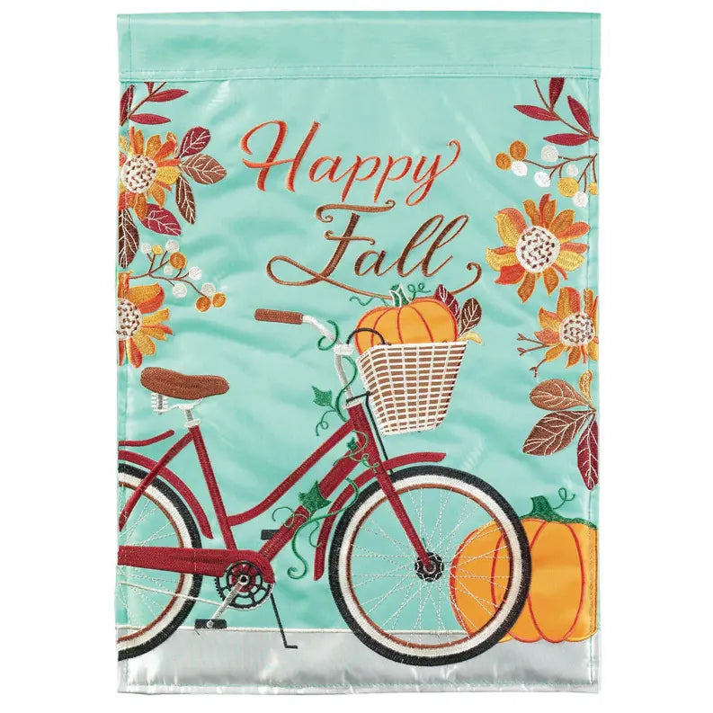 Fall Bicycle Double Applique Garden Flag Dicksons Inc
