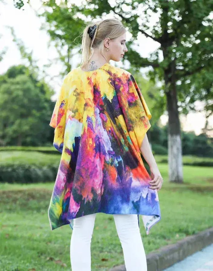 Fall/Winter Cashmere-Wool Blend Clouds Ruana/Poncho JC Sunny Fashion