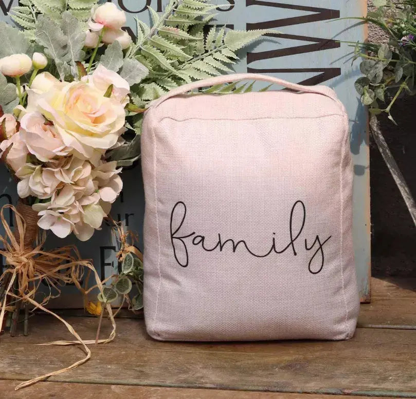 Family Decorative Weighted Fabric Door Stop with Handle-for Bedroom- Living Room Paris Loft Inc
