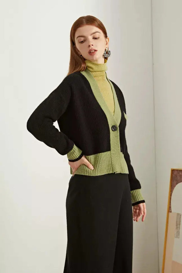 Fangyan | Clely Black Wool Cardigan Fangyan