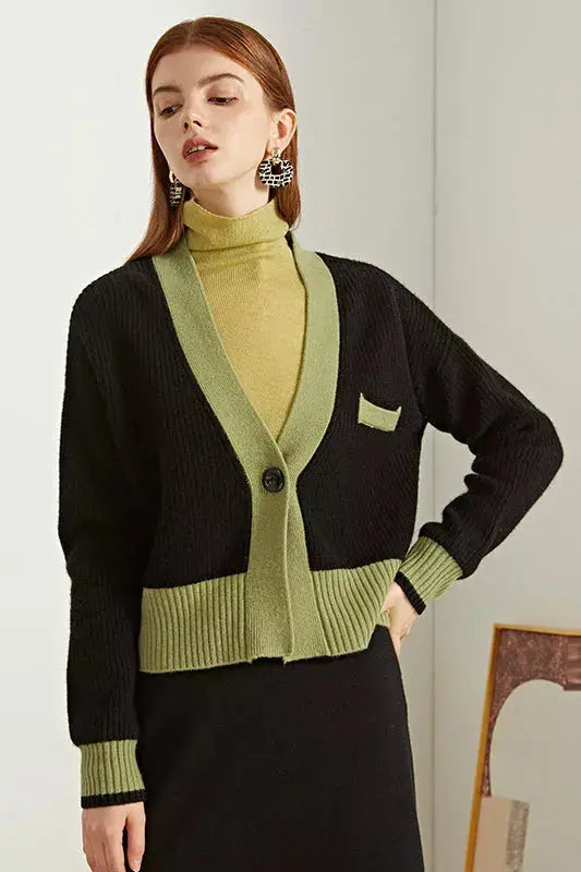 Fangyan | Clely Black Wool Cardigan Fangyan