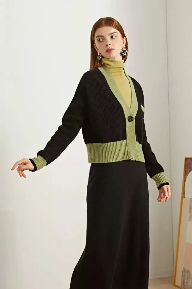 Fangyan | Clely Black Wool Cardigan Fangyan