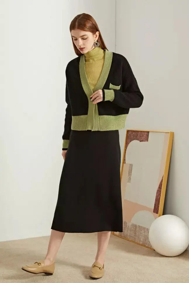 Fangyan | Clely Black Wool Cardigan Fangyan