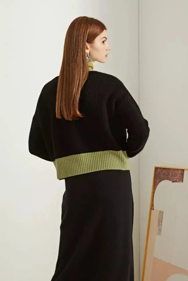 Fangyan | Clely Black Wool Cardigan Fangyan