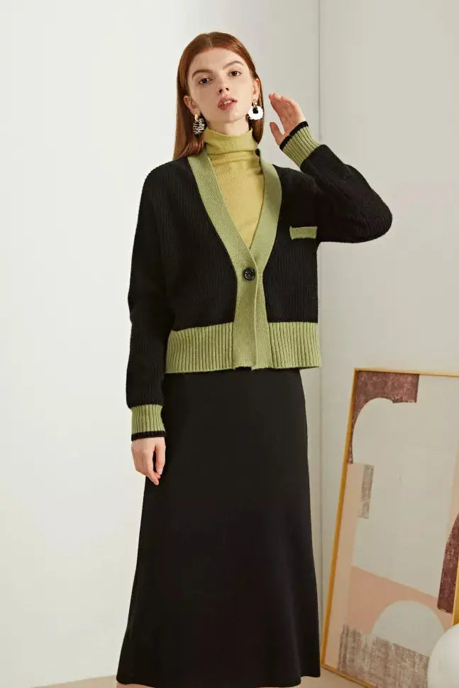 Fangyan | Clely Black Wool Cardigan Fangyan