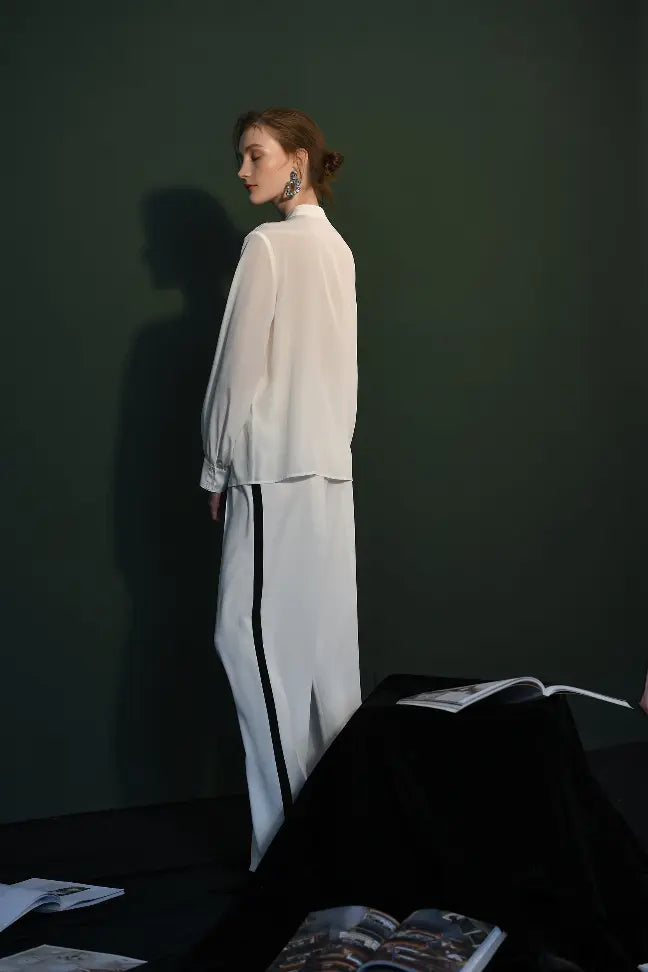 Fangyan| White Whale Silk Blouse Fangyan