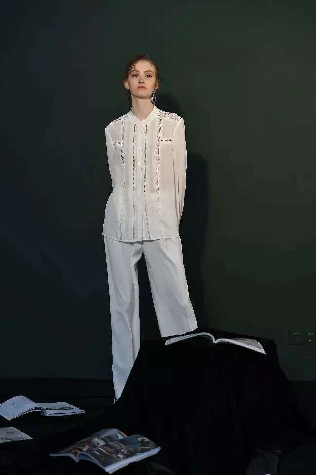 Fangyan| White Whale Silk Blouse Fangyan