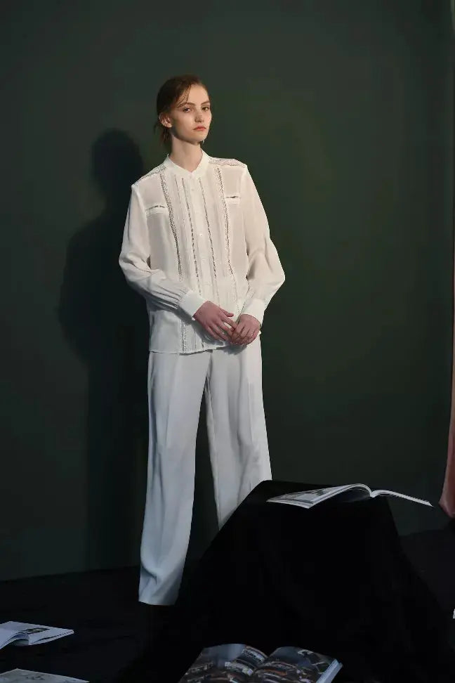Fangyan| White Whale Silk Blouse Fangyan
