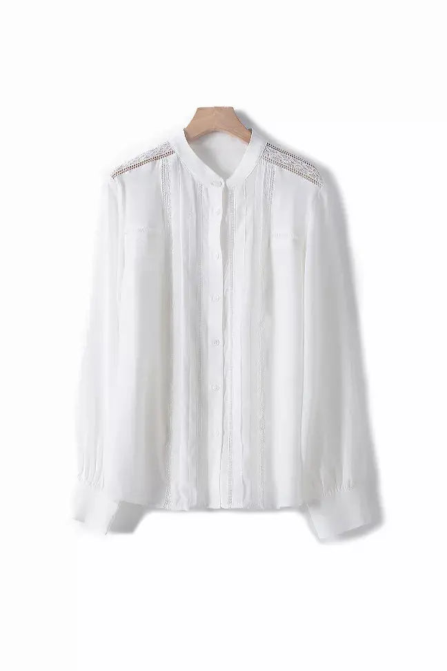 Fangyan| White Whale Silk Blouse Fangyan