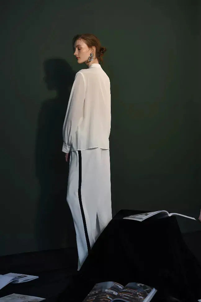 Fangyan| White Whale Silk Blouse Fangyan