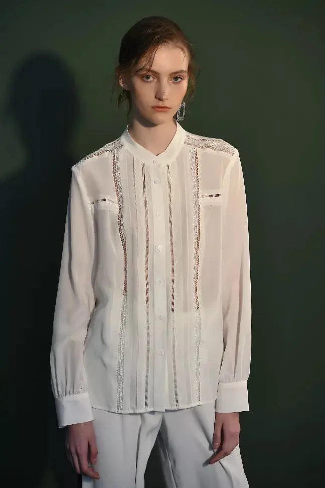 Fangyan| White Whale Silk Blouse Fangyan