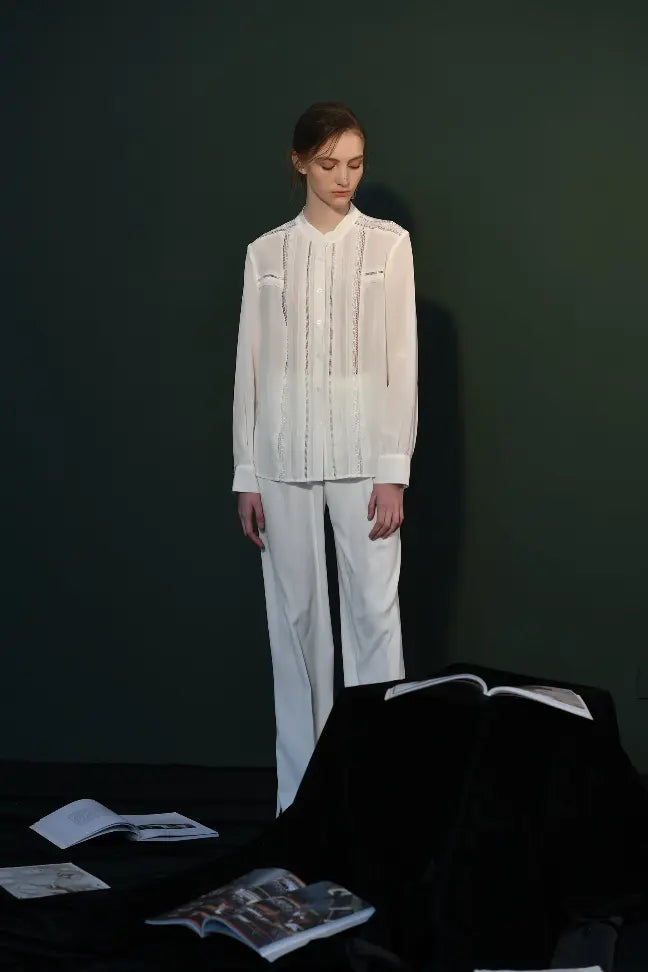 Fangyan| White Whale Silk Blouse Fangyan