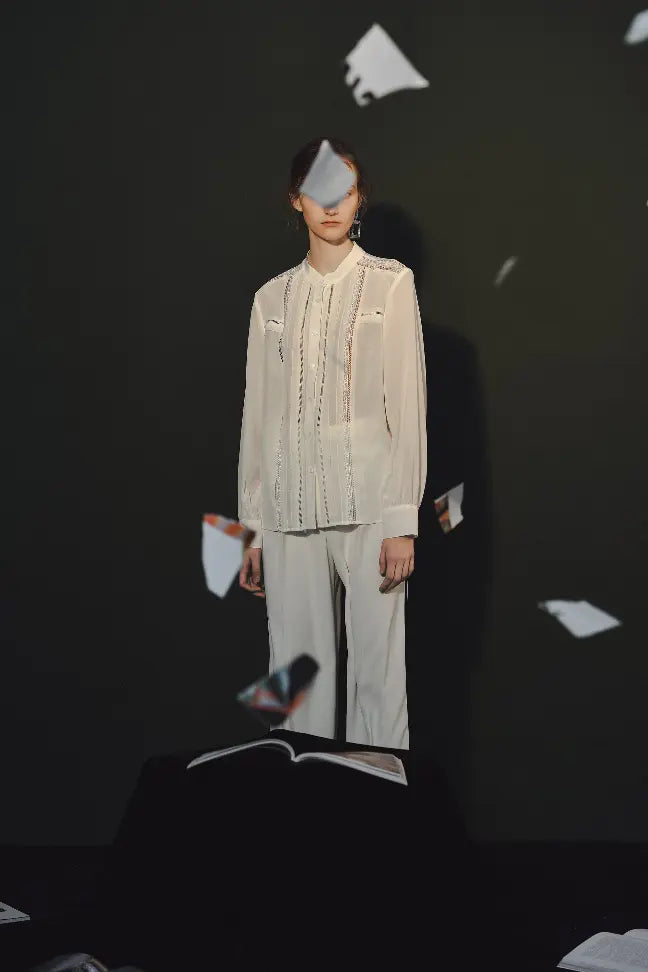 Fangyan| White Whale Silk Blouse Fangyan