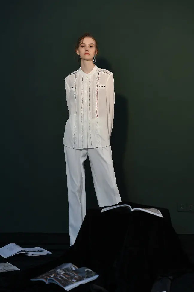 Fangyan| White Whale Silk Blouse Fangyan
