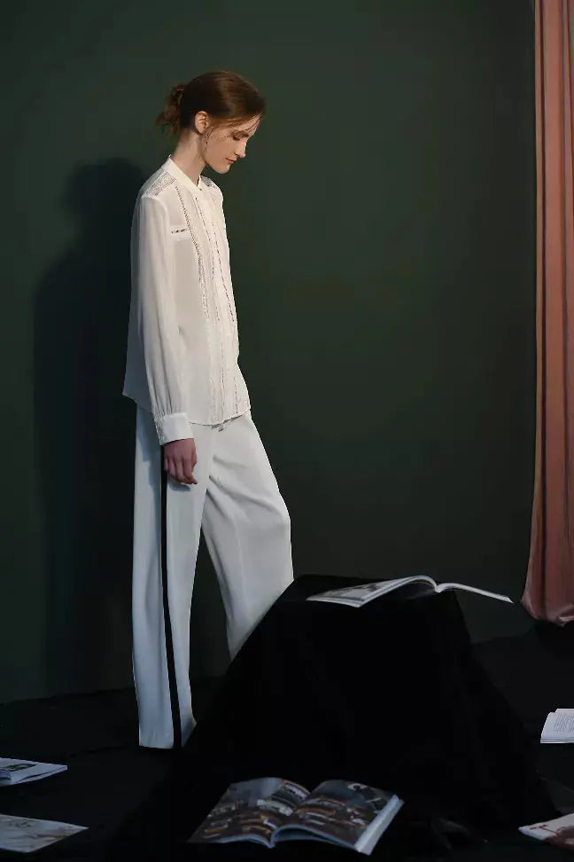 Fangyan| White Whale Silk Blouse Fangyan