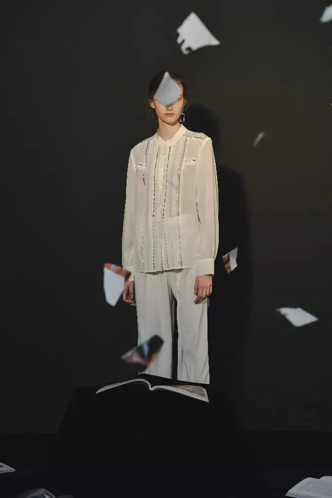 Fangyan| White Whale Silk Blouse Fangyan