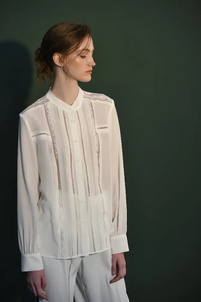 Fangyan| White Whale Silk Blouse Fangyan