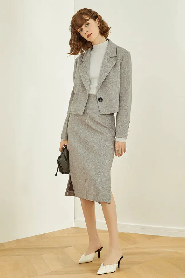 Fansilanen | Gray Woolen Skirt Fangyan