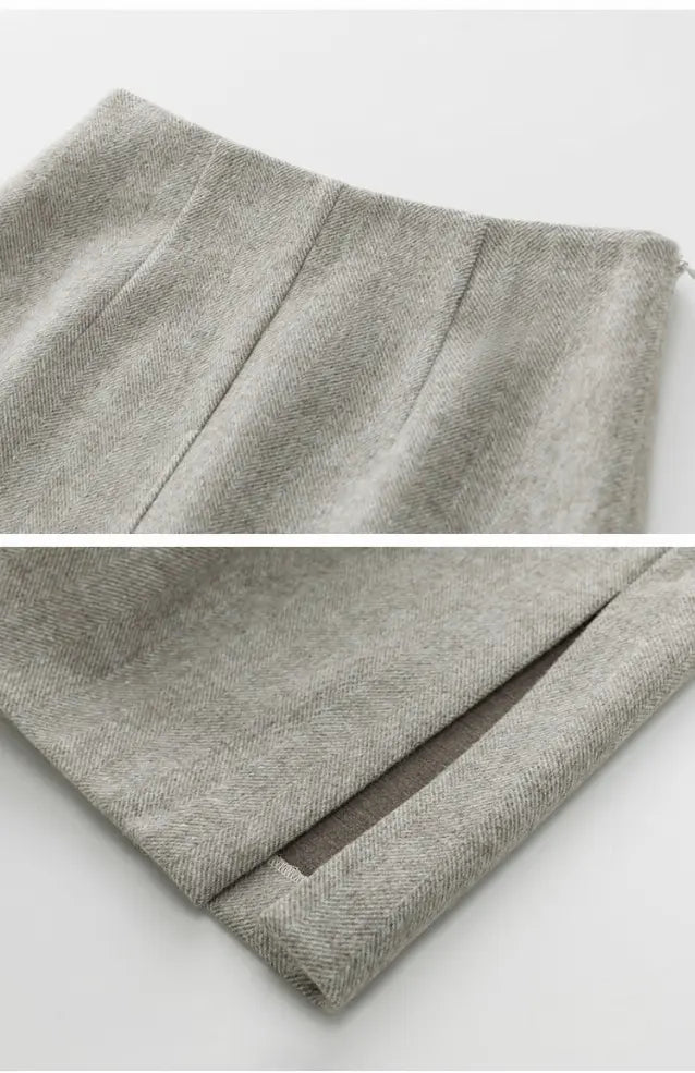 Fansilanen | Gray Woolen Skirt Fangyan