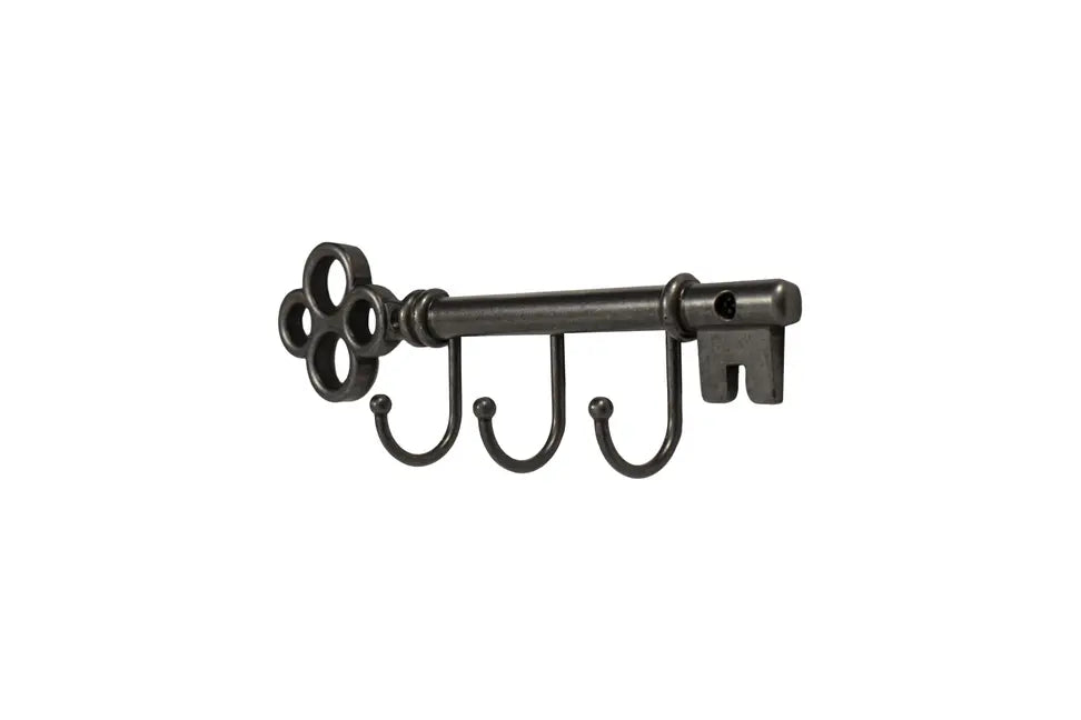 FantasHome Classic Key Design Wall Mounted Hook Rack with 3 Hooks - Black FantasHome