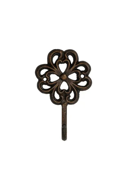 FantasHome Wall Mounted Cast Iron Home Decor Single Hook (Stylized Flower) FantasHome
