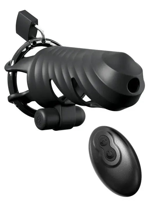 Fantasy C-Ringz Remote-Controlled Vibrating Cock Blocker - Black Pipedream
