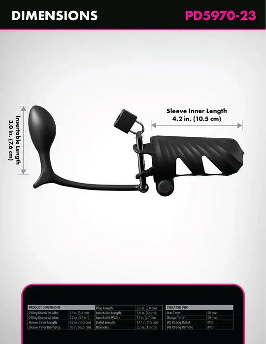 Fantasy C-Ringz Remote-Controlled Vibrating Cock Blocker With Ass-Gasm Plug - Black Pipedream
