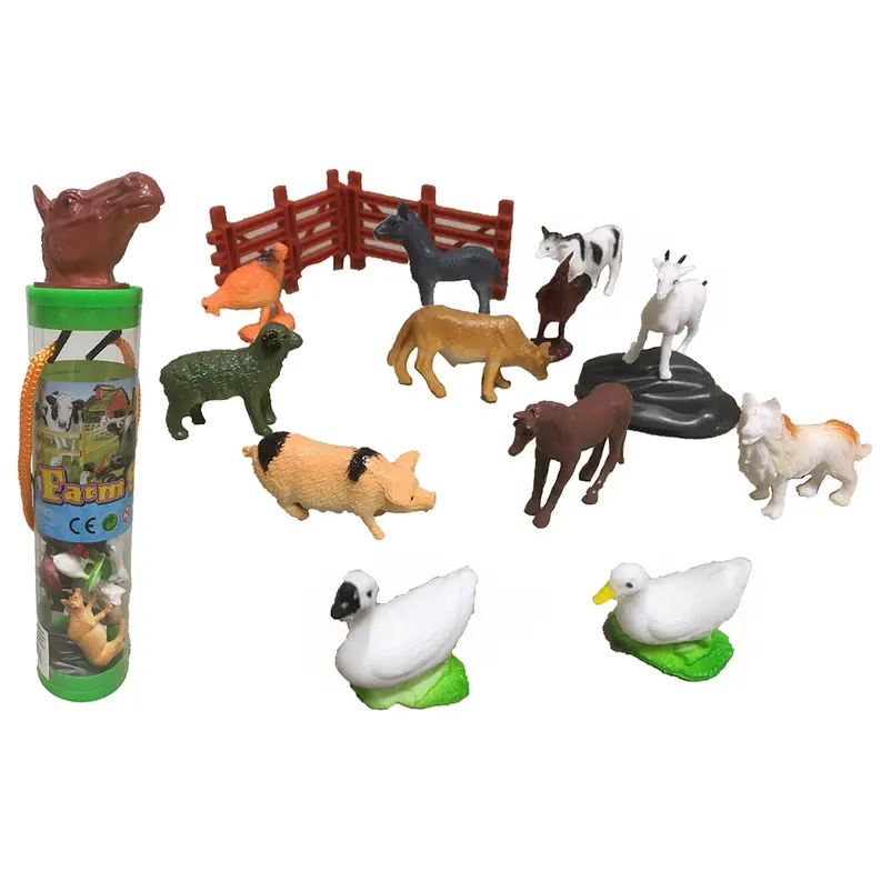Farm Animals 2" Figurines Tube, Display Set of 12 Tubes Texas Toy Distribution