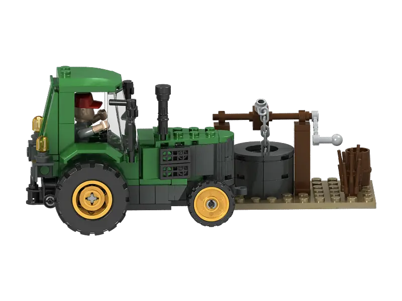 Farm Tractor and Well Building Brick Kit (178 pcs) Texas Toy Distribution