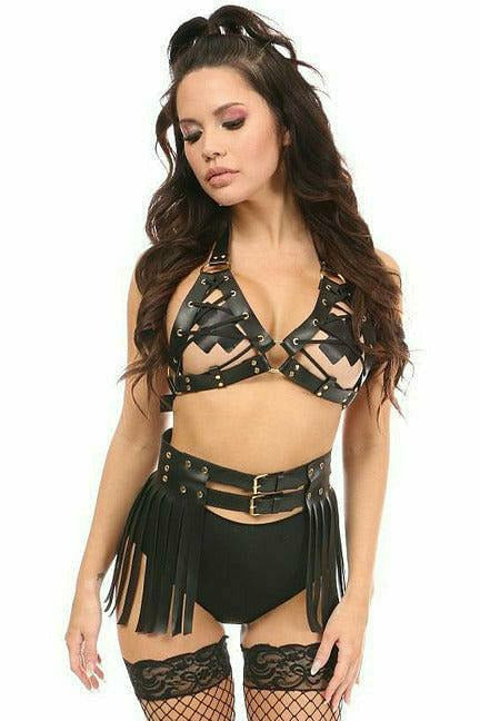 Faux Leather Lace-Up Bra Top Daisy Corsets