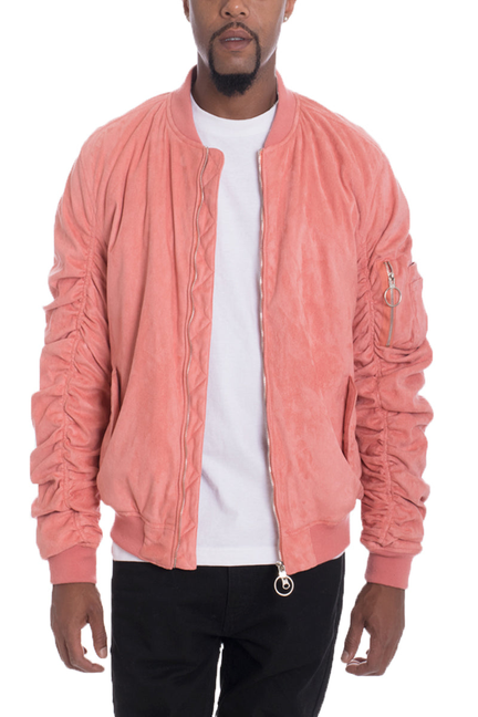 Faux Suede Tagged Bomber WEIV