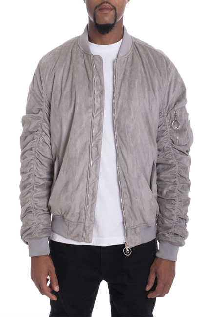 Faux Suede Tagged Bomber WEIV