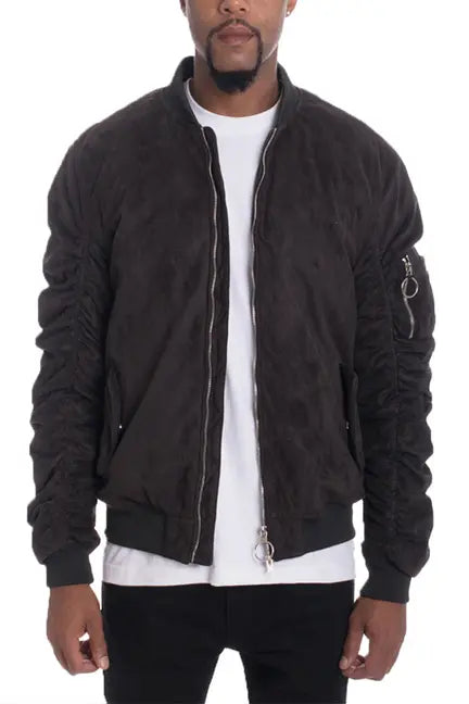 Faux Suede Tagged Bomber WEIV