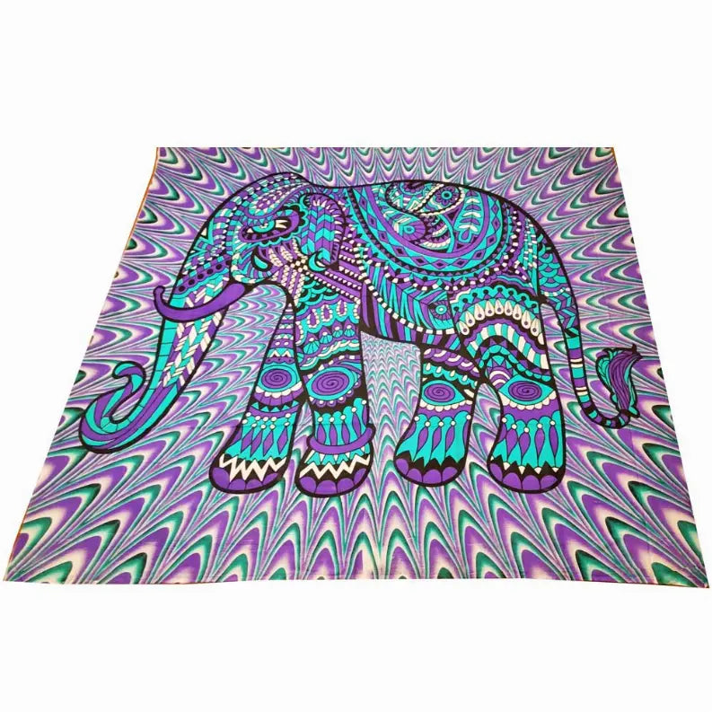 Festival Boho Jeweled Elephant Home Decor Tapestry Wild Lotus