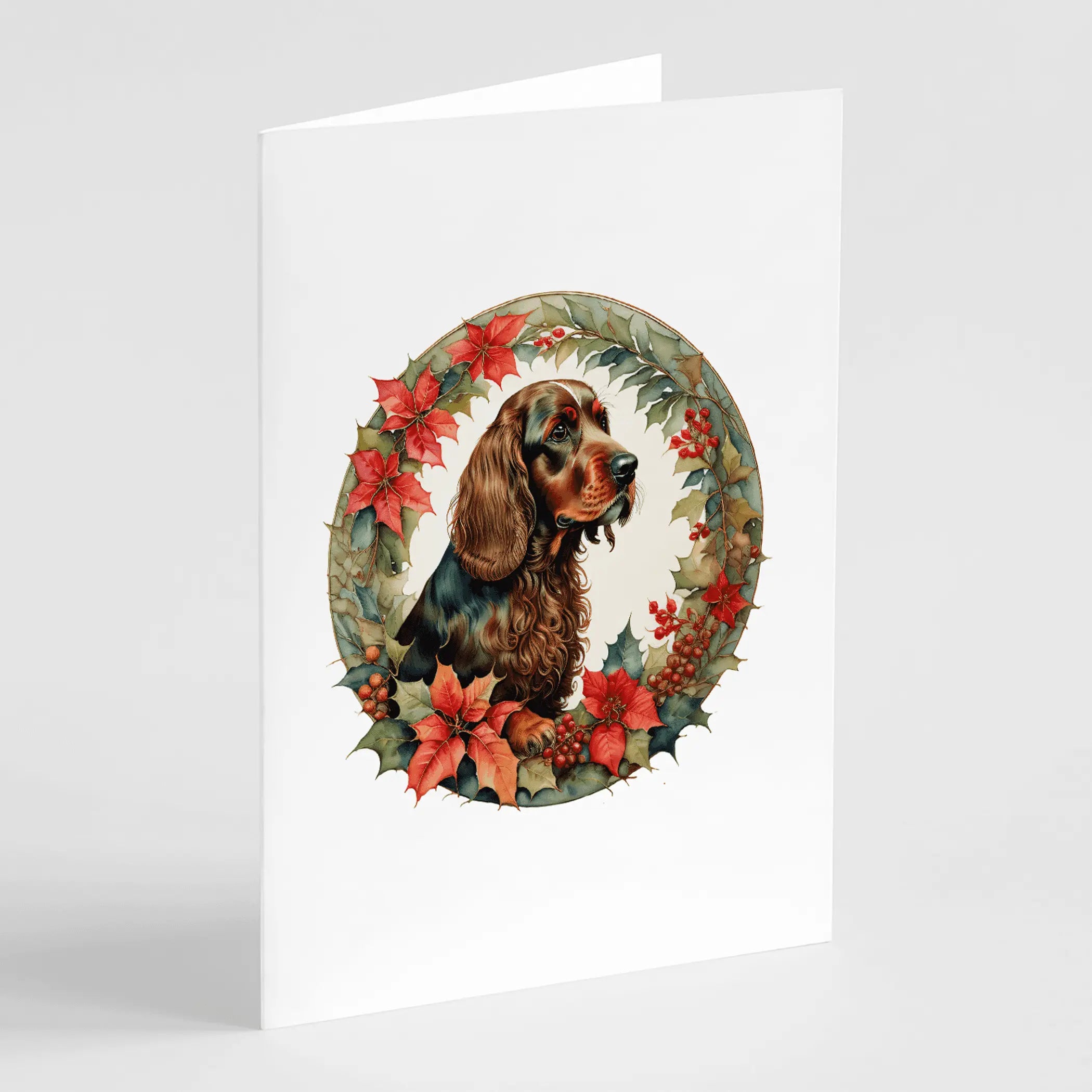 Field Spaniel Christmas Flowers Greeting Cards Pack of 8 Caroline's Treasures