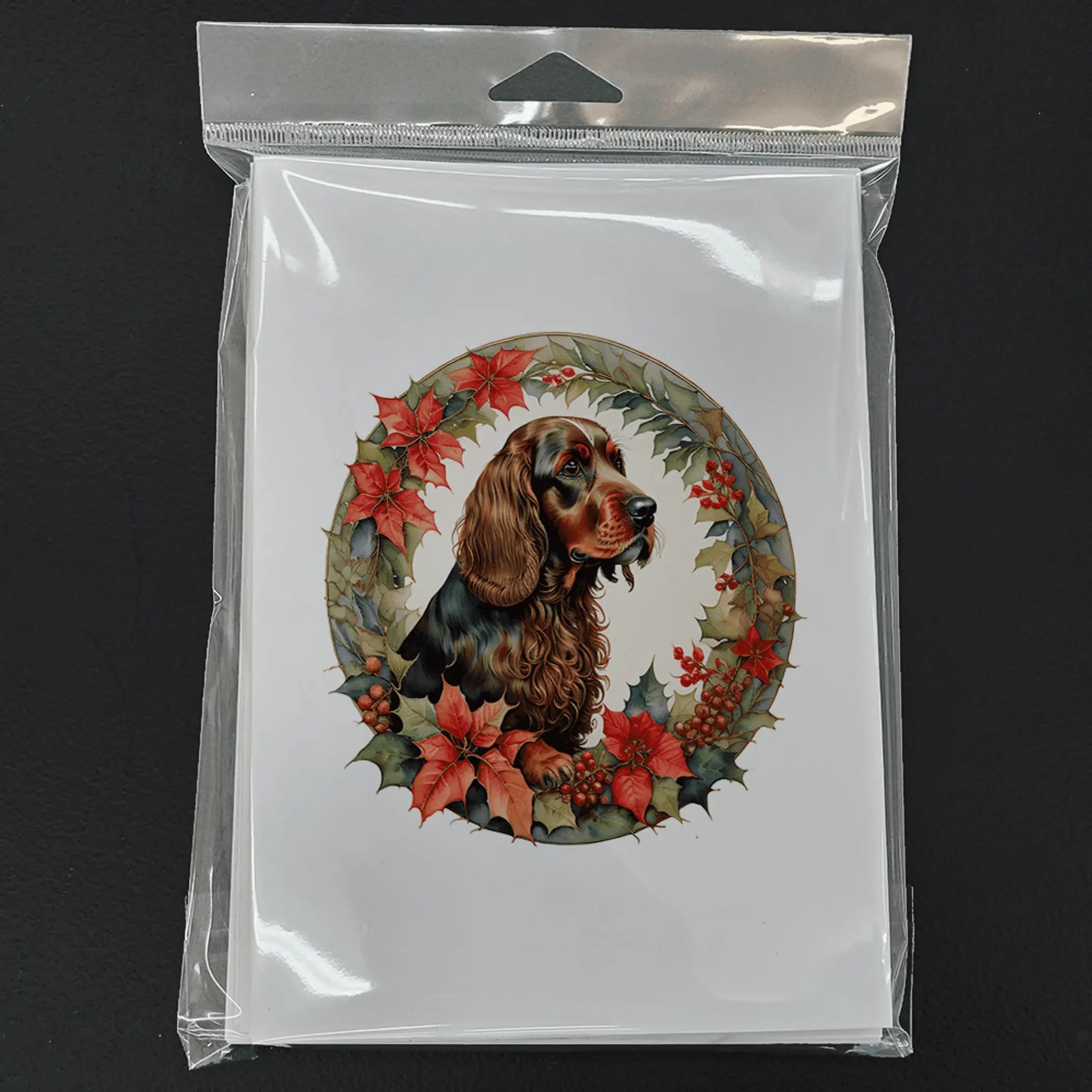 Field Spaniel Christmas Flowers Greeting Cards Pack of 8 Caroline's Treasures