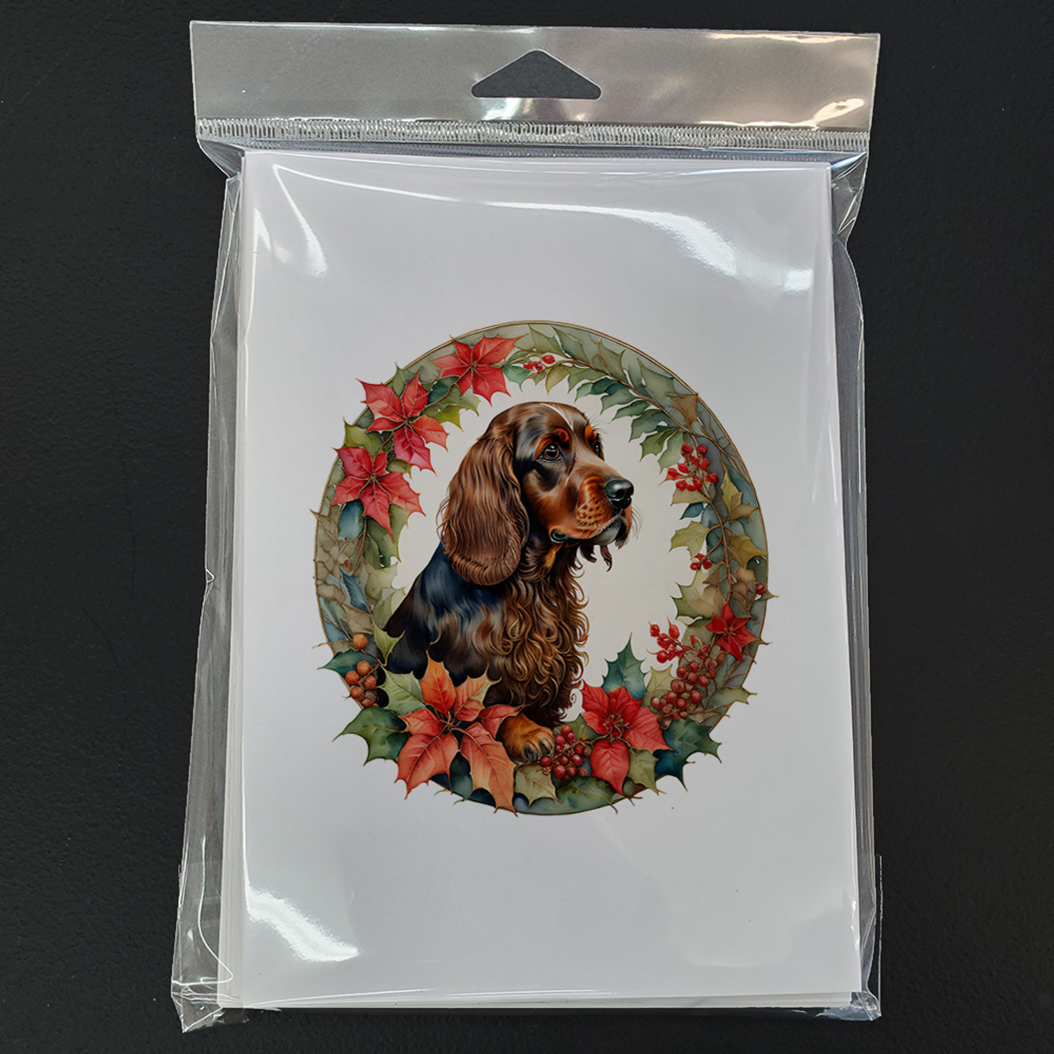 Field Spaniel Christmas Flowers Greeting Cards Pack of 8 Caroline's Treasures