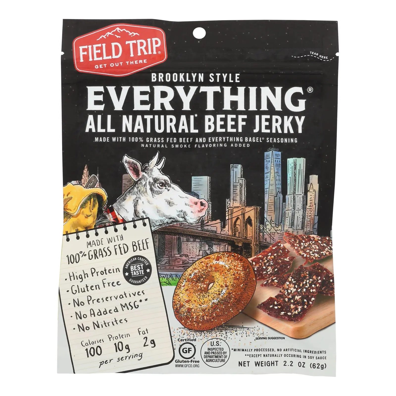 Field Trip - Beef Jerky Evrythng Bagel - Case Of 9 - 2.2 Oz Field Trip