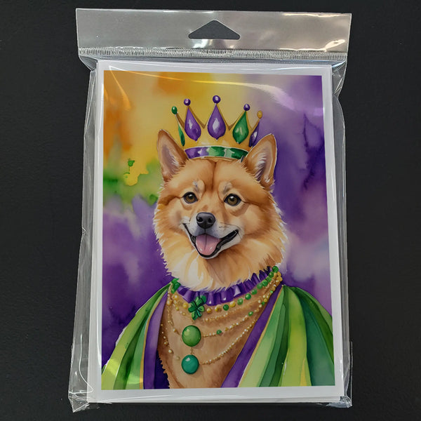 Finnish Spitz King of Mardi Gras Greeting Cards Pack of 8 Caroline's Treasures