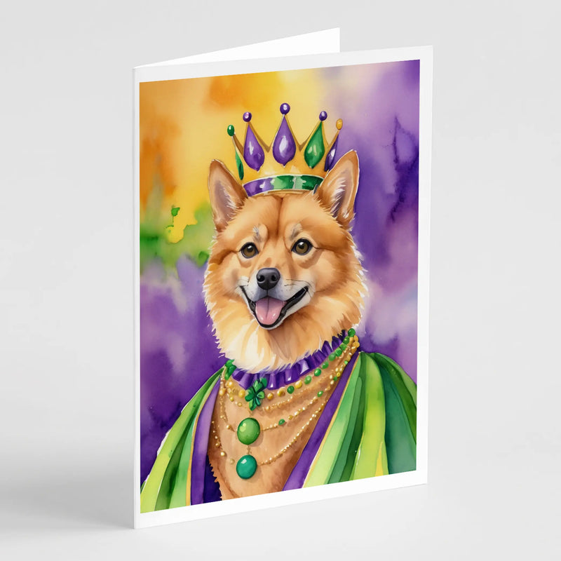 Finnish Spitz King of Mardi Gras Greeting Cards Pack of 8 Caroline's Treasures