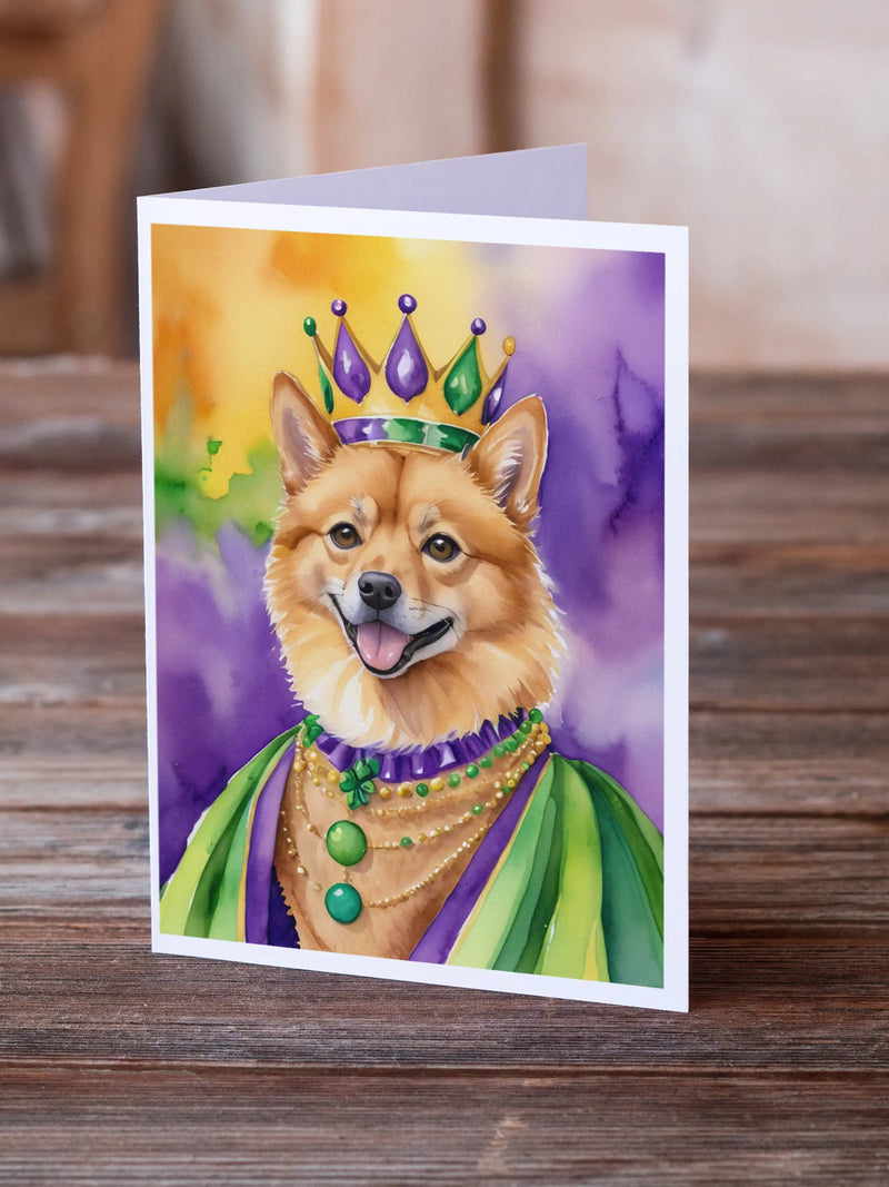 Finnish Spitz King of Mardi Gras Greeting Cards Pack of 8 Caroline's Treasures