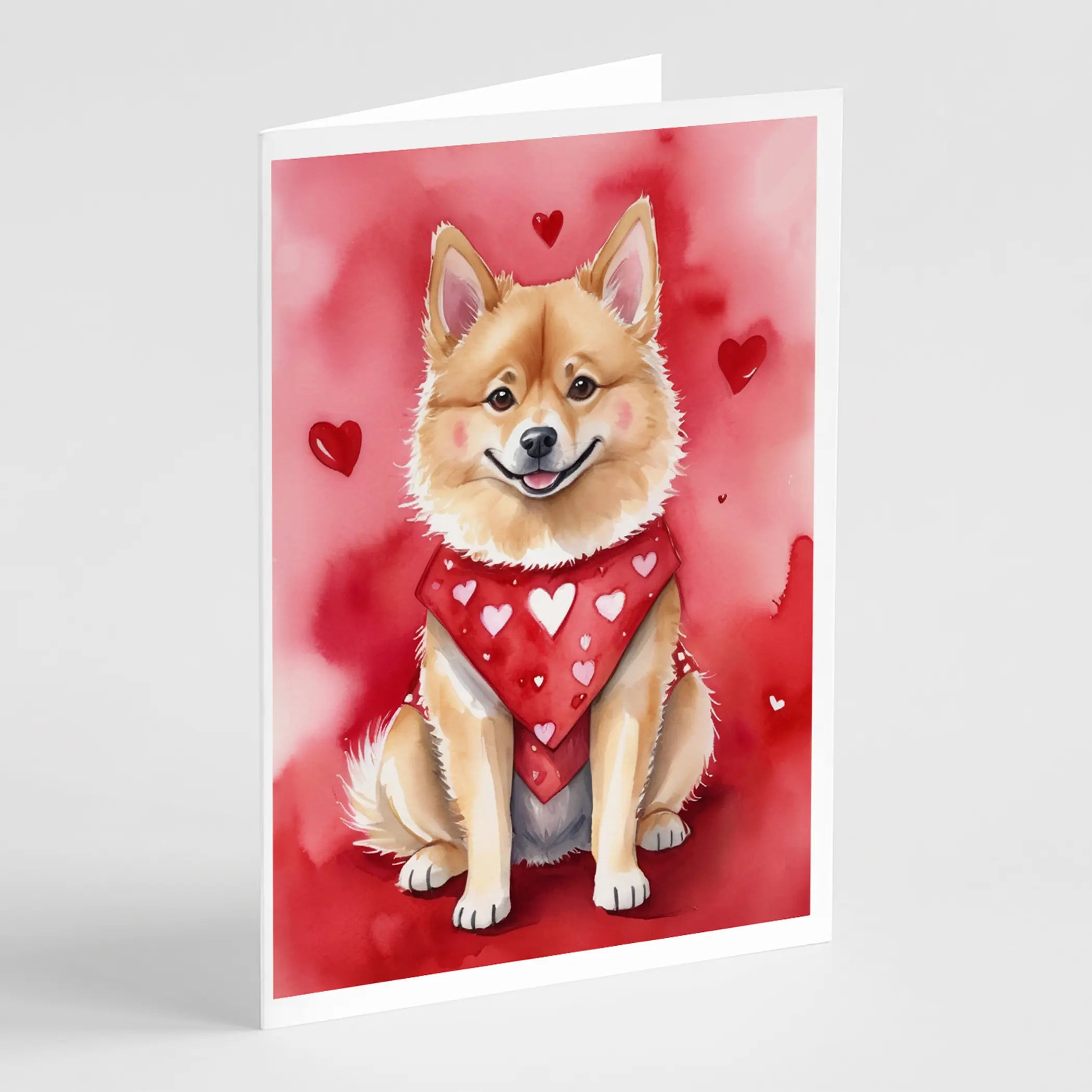 Finnish Spitz My Valentine Greeting Cards Pack of 8 Caroline's Treasures