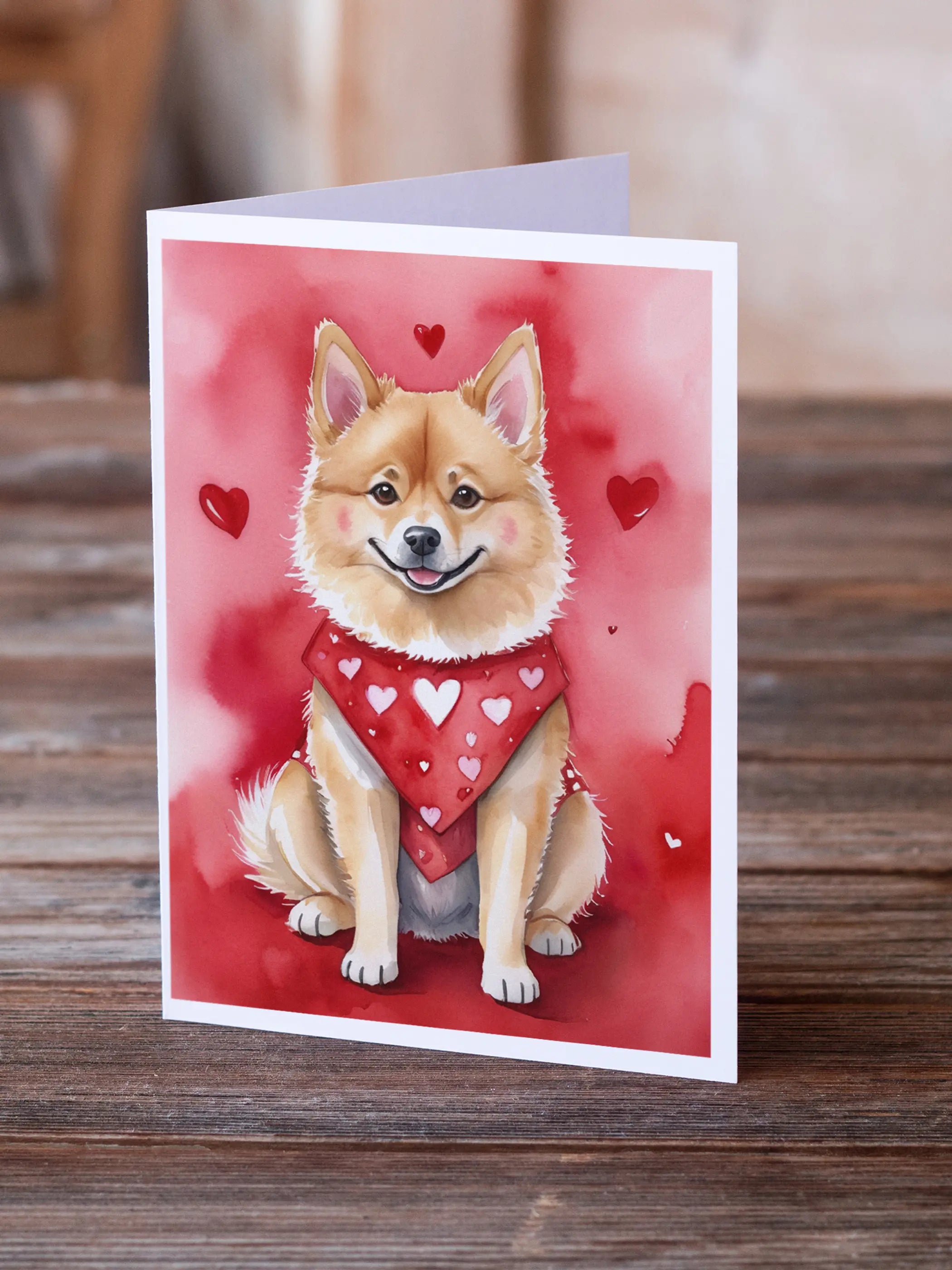 Finnish Spitz My Valentine Greeting Cards Pack of 8 Caroline's Treasures