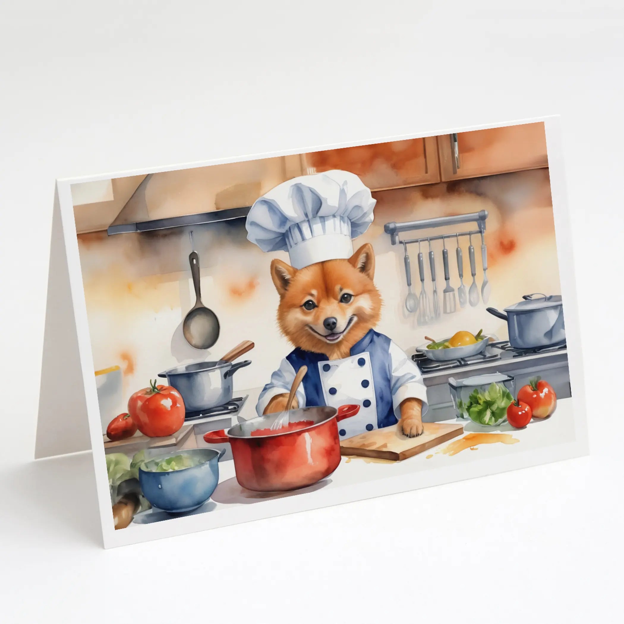 Finnish Spitz The Chef Greeting Cards Pack of 8 Caroline's Treasures